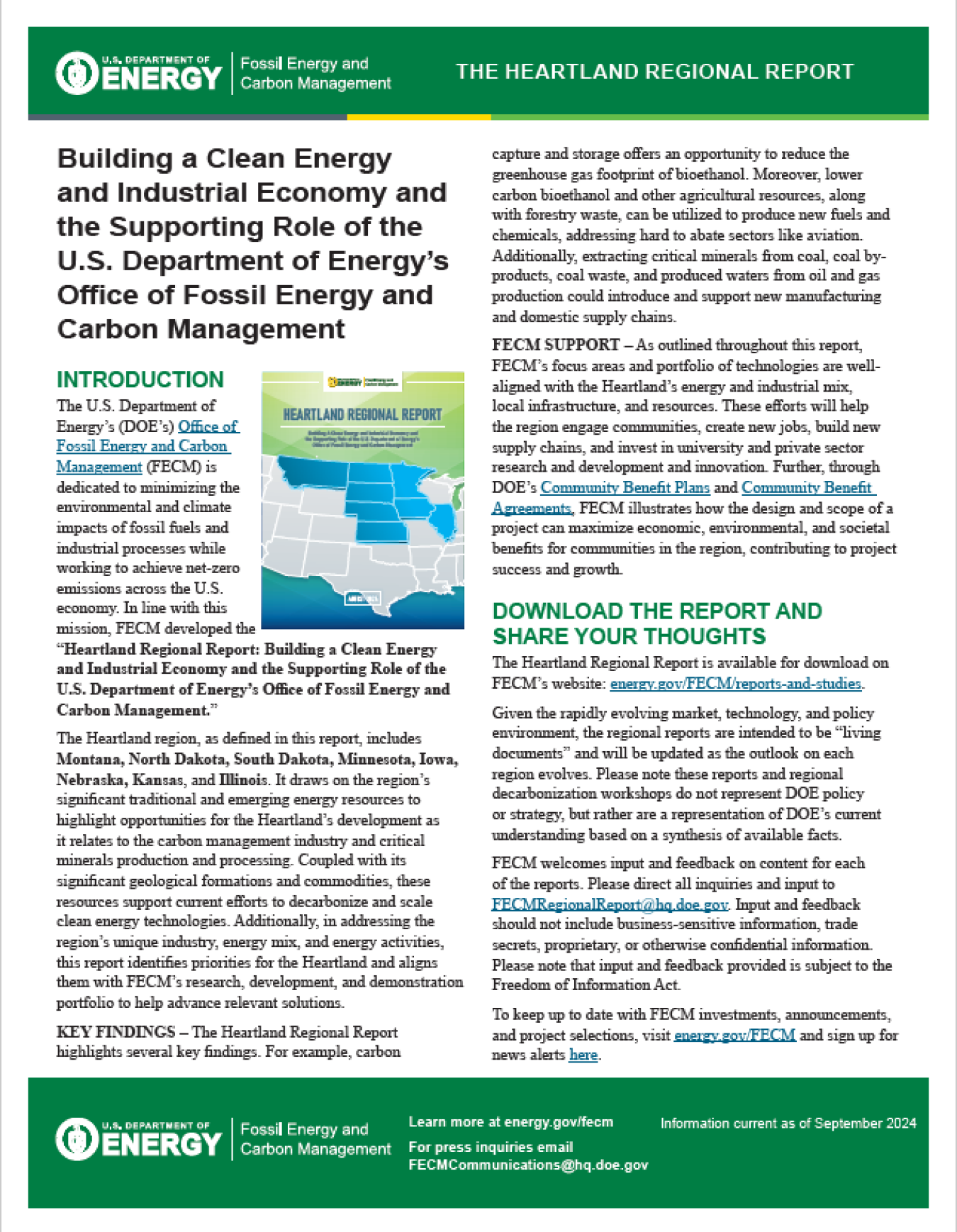 Heartland Regional Report Fact Sheet