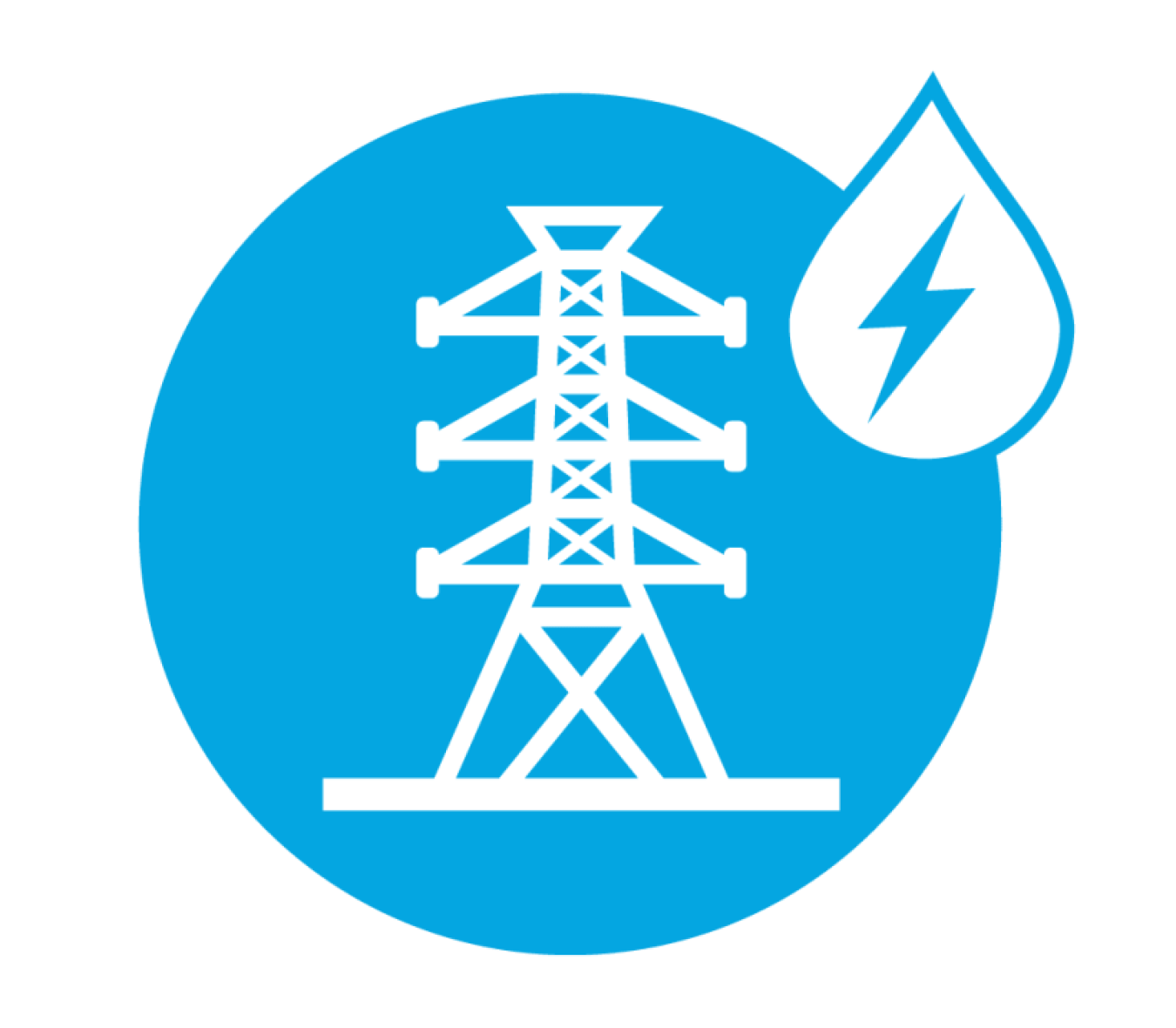 Transmission line with a drop of water and electricity. 