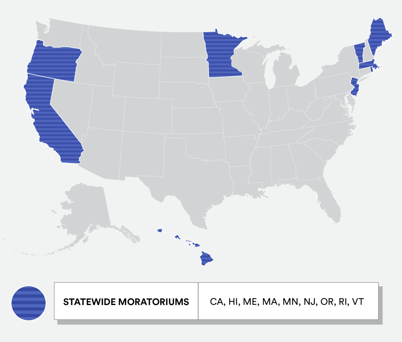 Map of states with statewide nuclear moratoriums