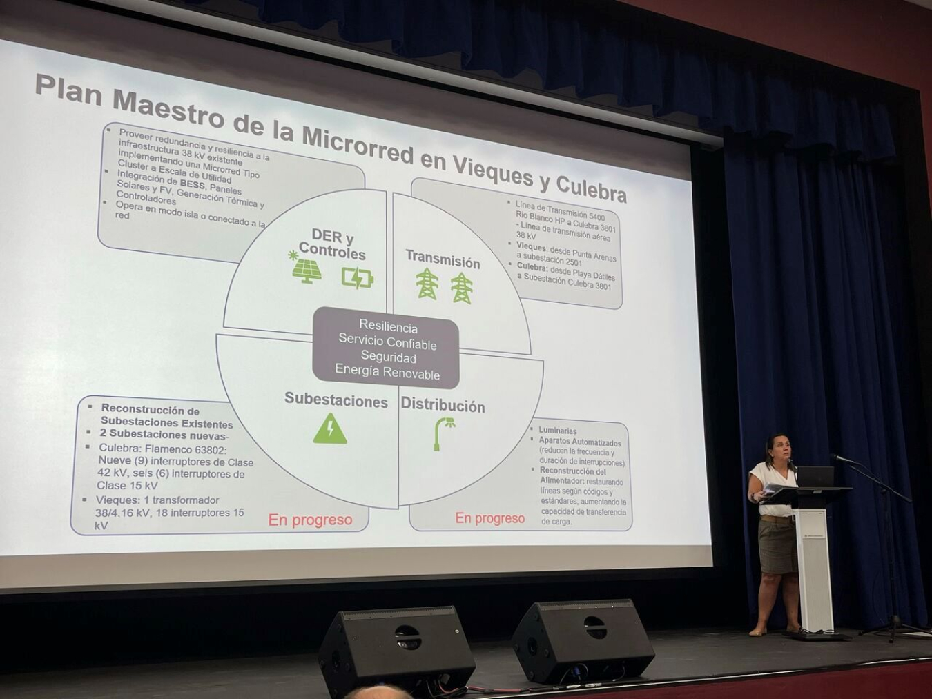 La reunión comunitaria en Culebra sobre el proyecto de microrred.