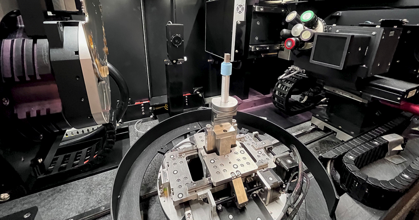 A sample 3D-printed nuclear component undergoes CT X-ray scanning