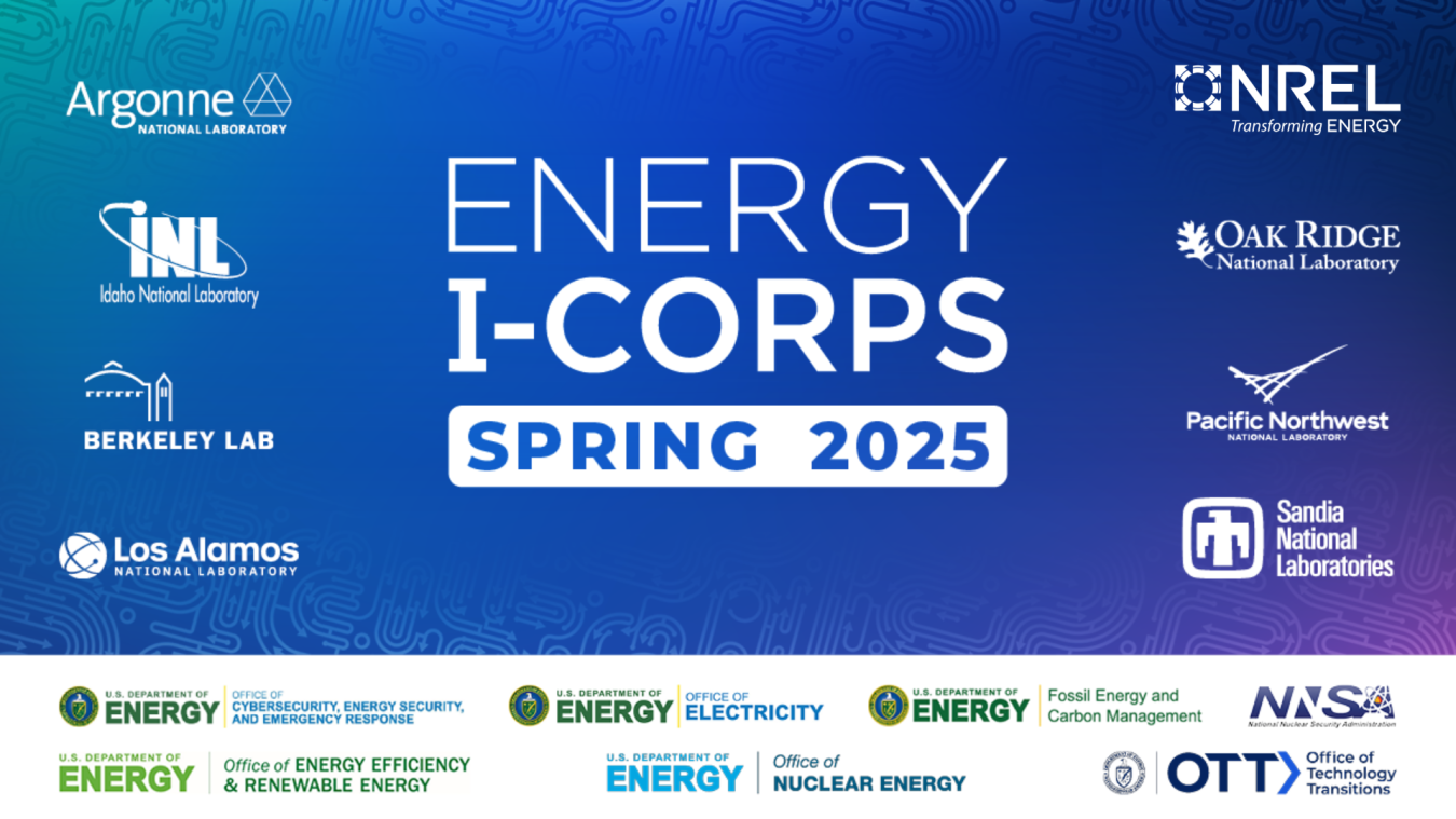 An image with the logos of the DOE sponsors of the Energy I-Corps Spring 2025 program.