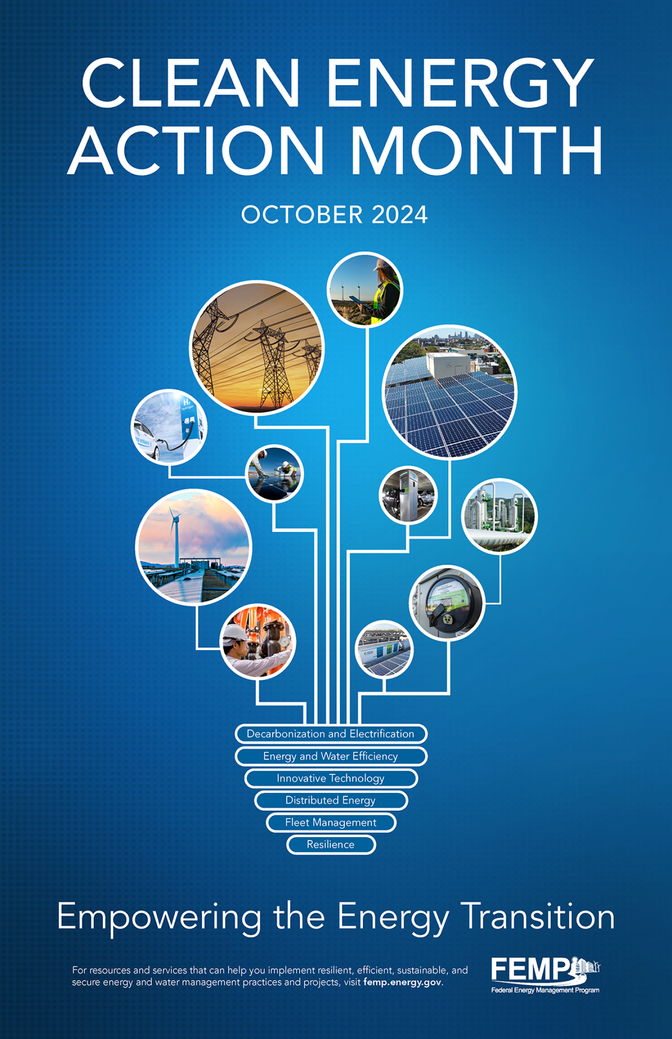 The poster for Clean Energy Action Month: October 2024. The theme is, "Empowering the Energy Transition."