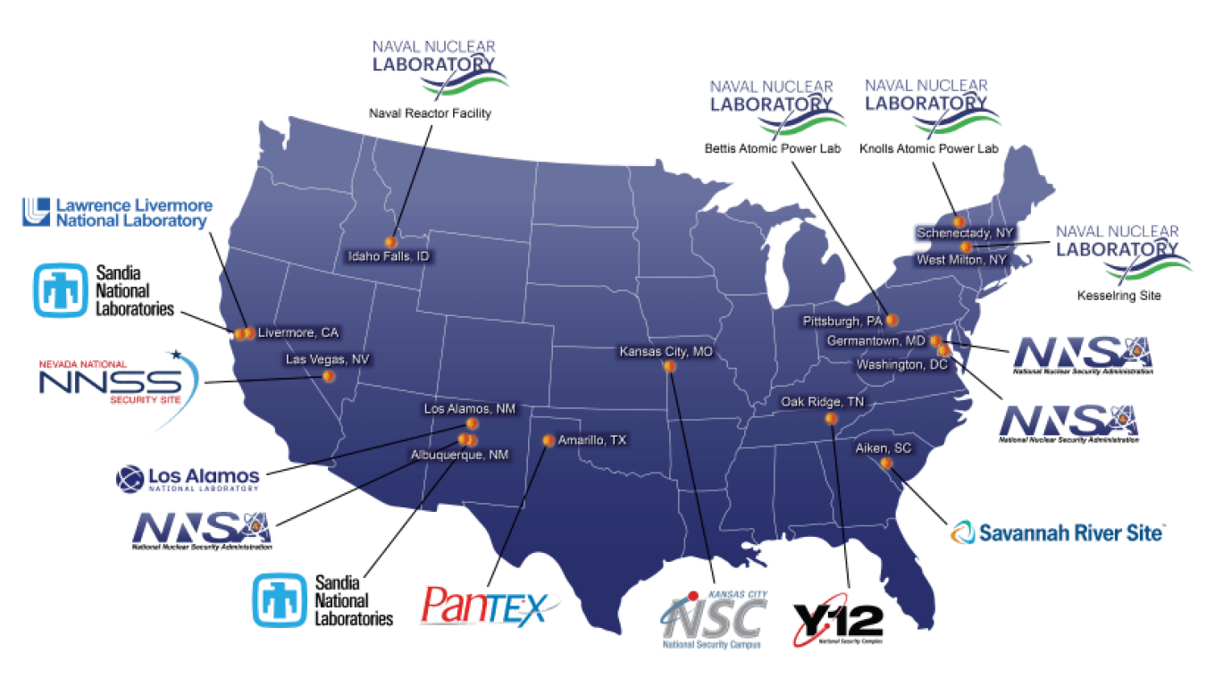 Current Map of NNSA sites