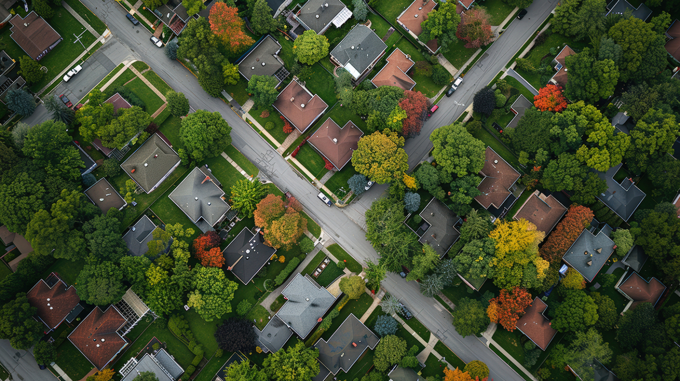 Aerial view of homes 