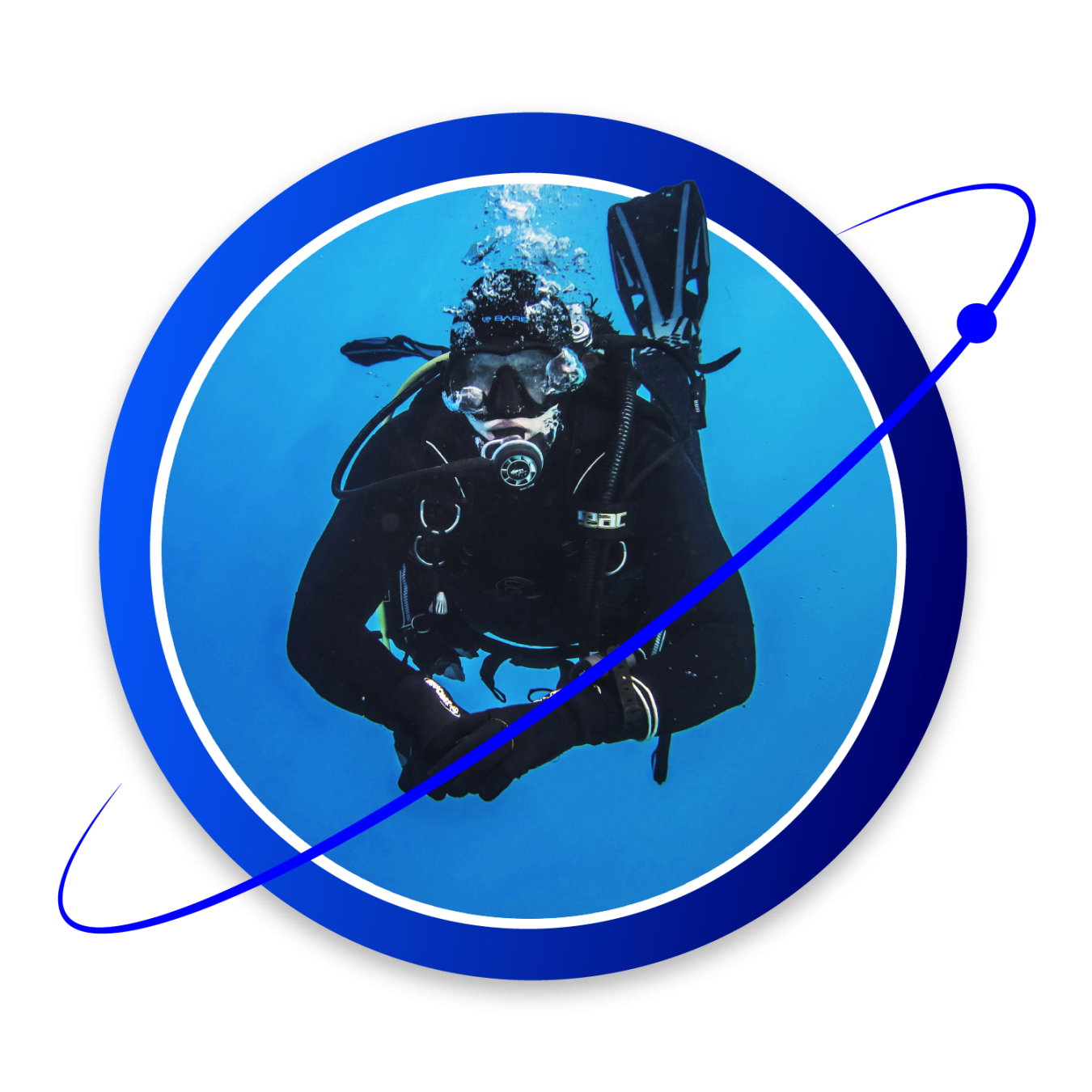 Circular thumbnail showing a scuba diver