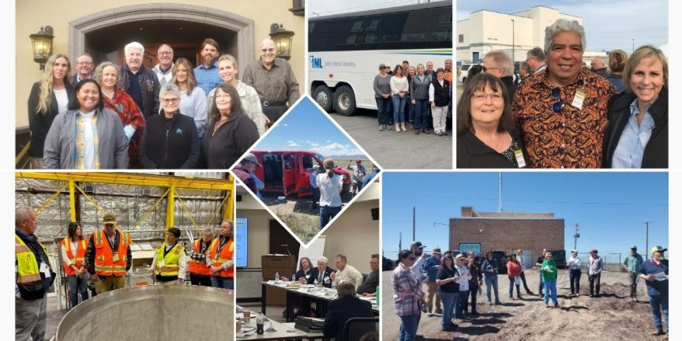 Collage with several photos of the ICP CAB at meetings, site tours, etc.