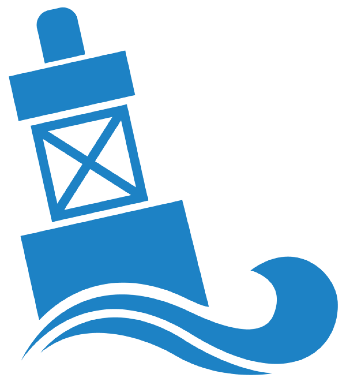 Marine Energy icon graphic - a lighthouse with a wave below