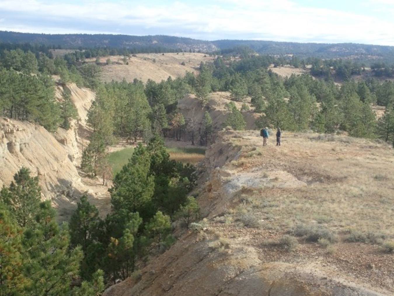 DRUM team members next to a pit at the Freezeout 1&2 Mine in South Dakota.