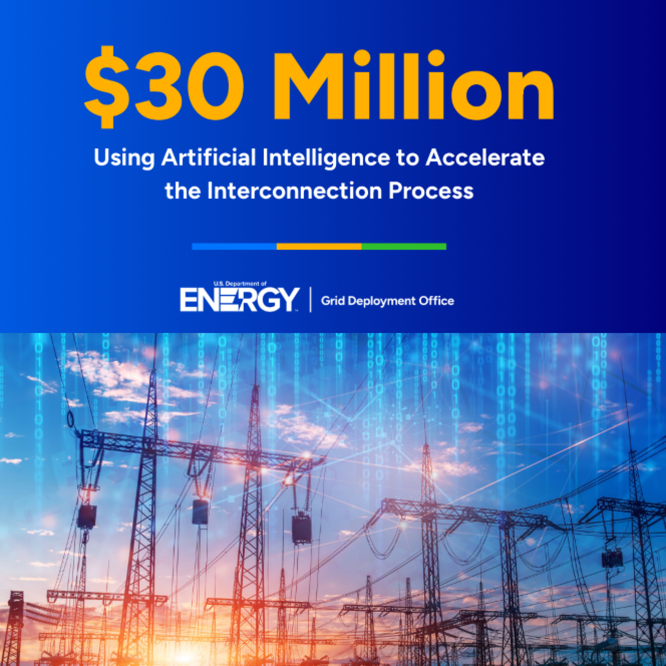 $30 million for Using AI to Accelerate the Interconnection Process. Power towers.