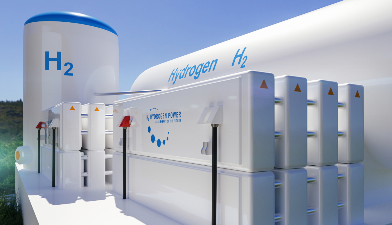 Rendering of a clean hydrogen production and energy storage system