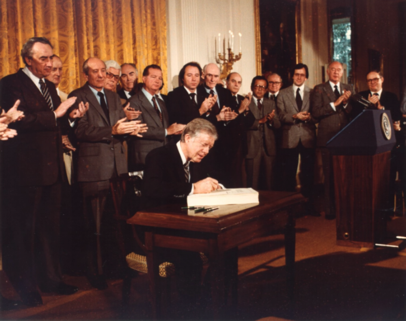 President Carter at the signing ceremony for the Alaska National Interest Lands Conservation Act.