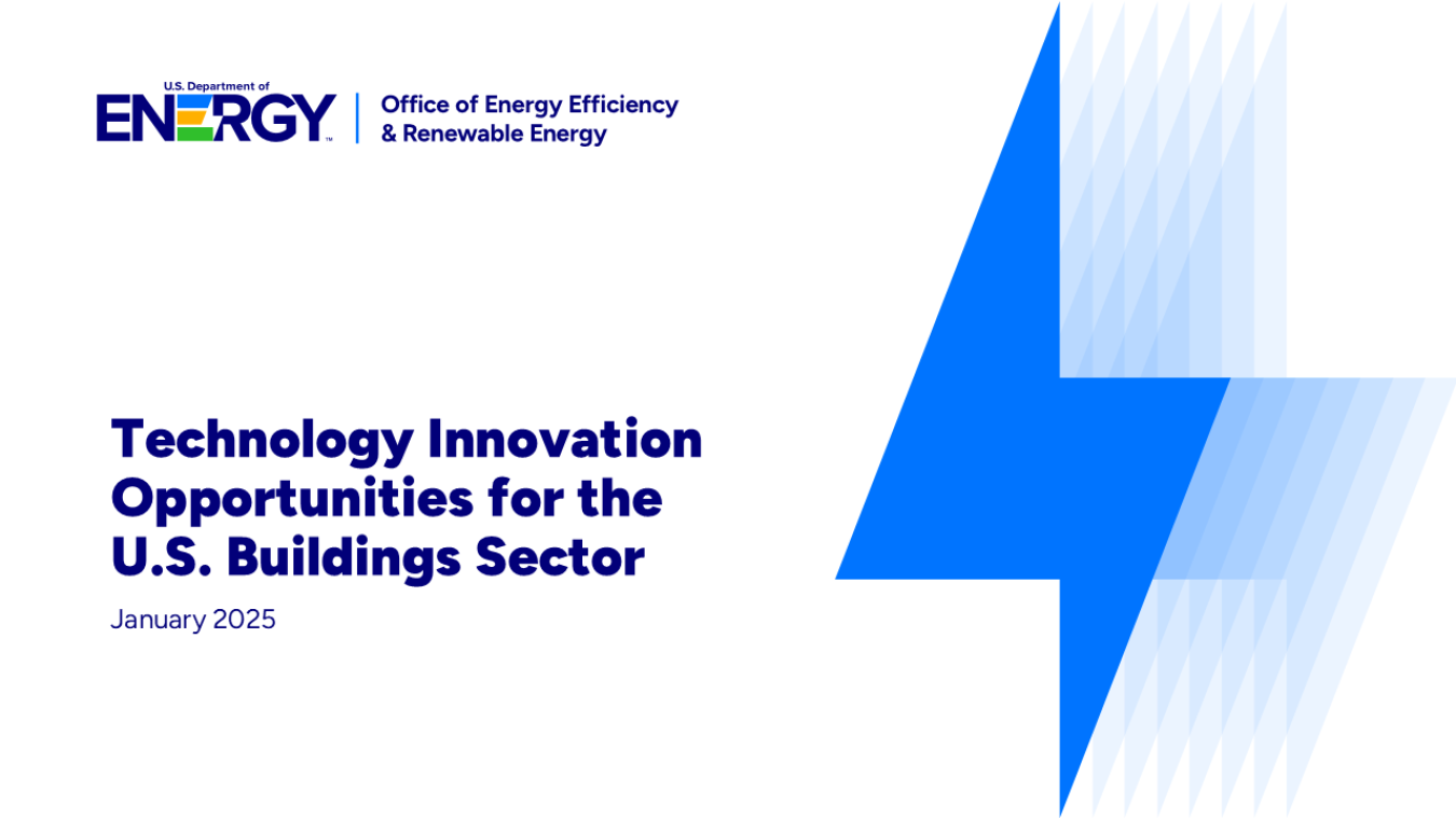 Cover of the slides for the Technology Innovation Opportunities for the U.S. Buildings Sector report.