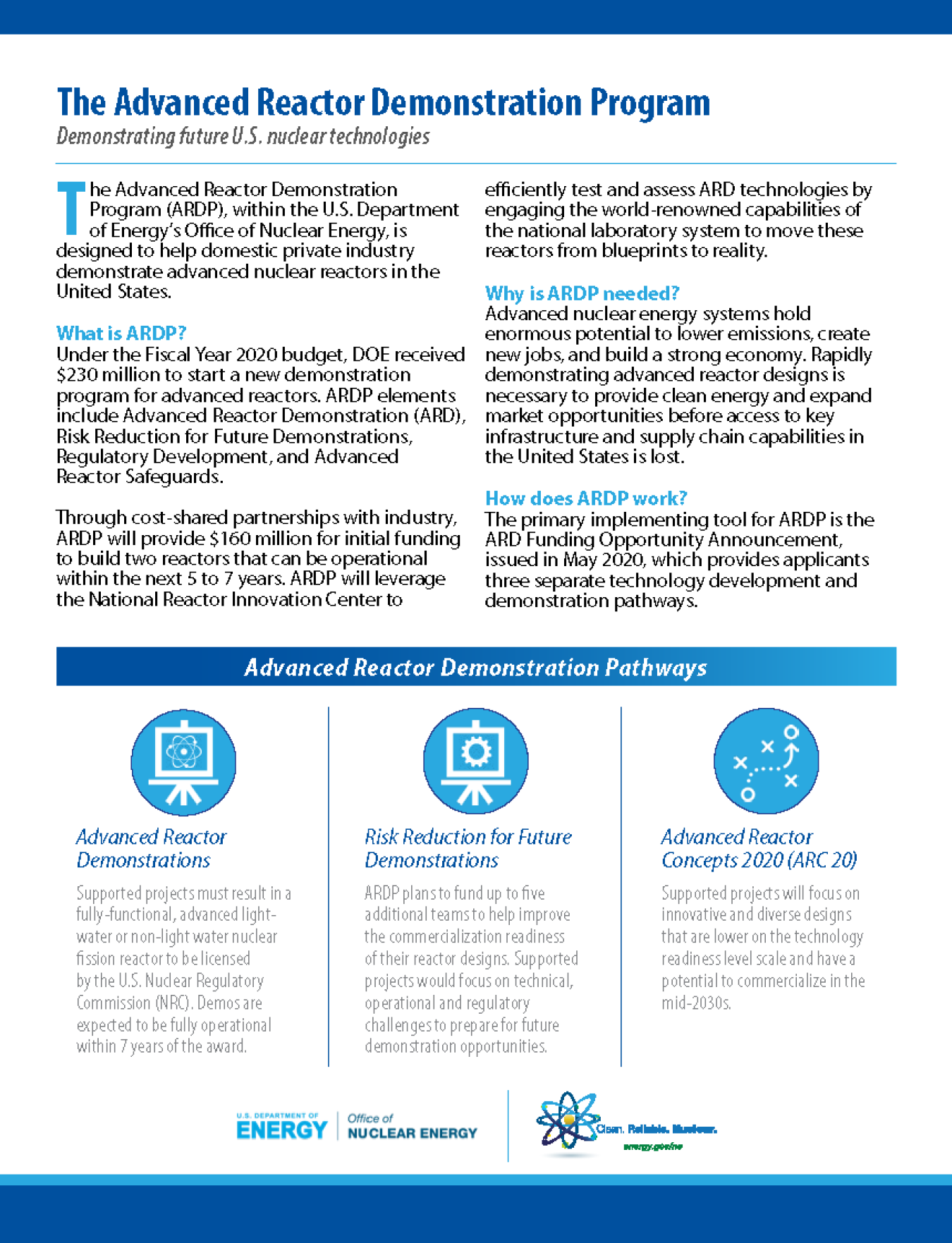 Advanced Reactor Demonstration Program Fact Sheet