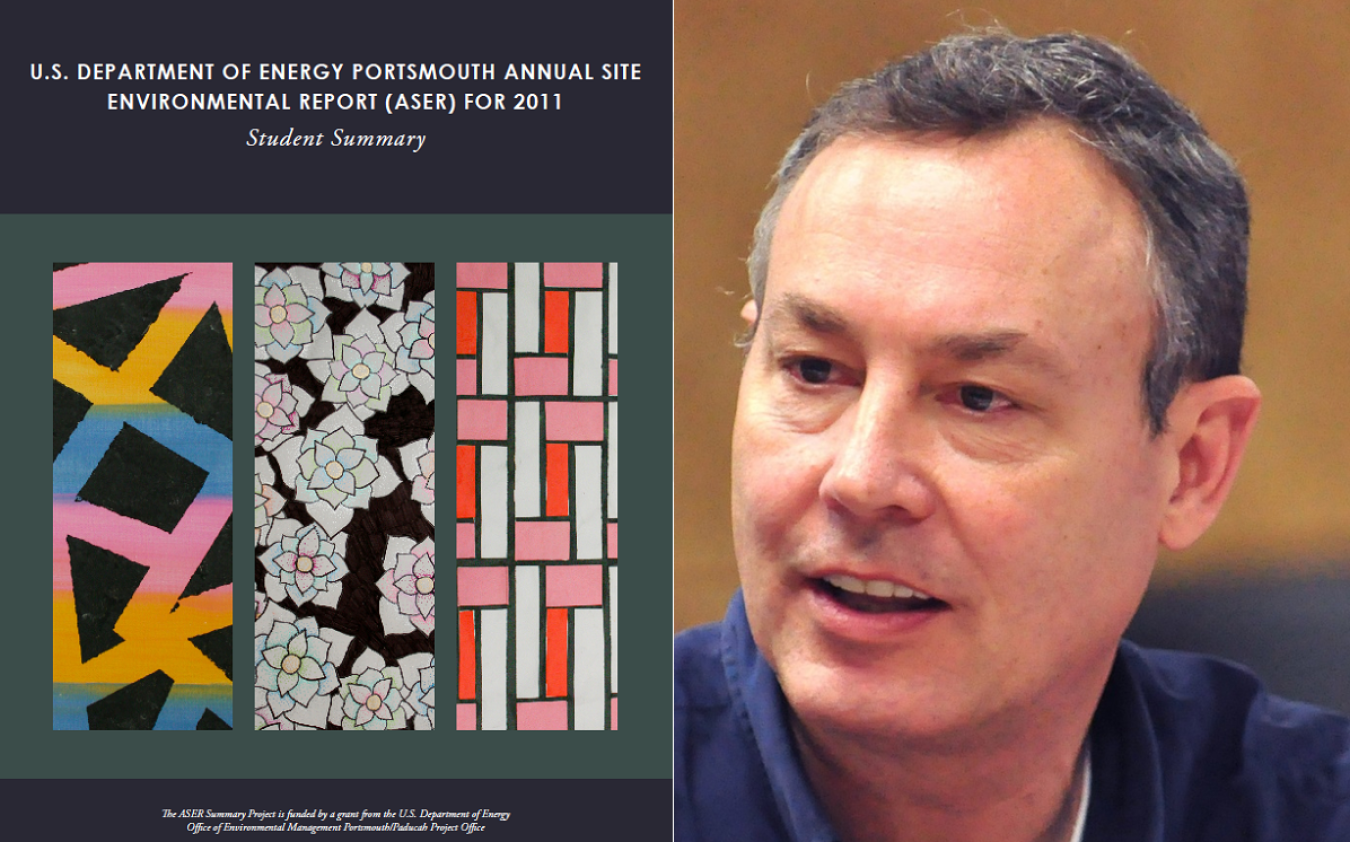 An example of a cover of a recent Student Summary of an Annual Site Environmental Report for the Portsmouth Gaseous Diffusion Plant Site.  (Right) DOE Portsmouth Site Lead Joel Bradburne recently visited Western High School to recognize students.