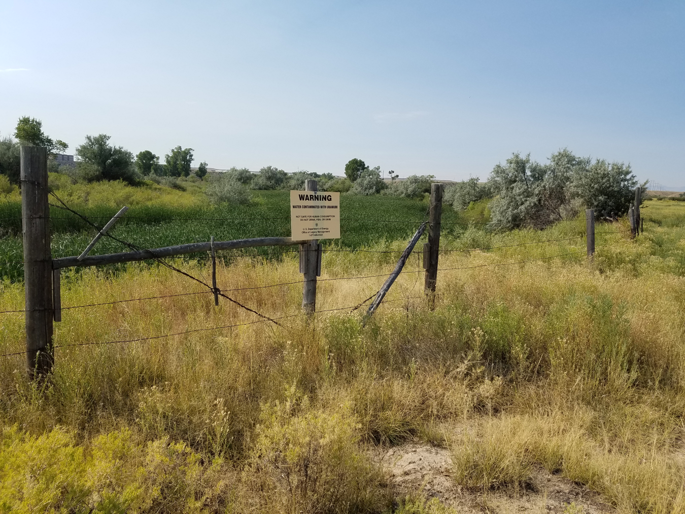 Riverton, Wyoming, Oxbow Lake and Warning Sign.