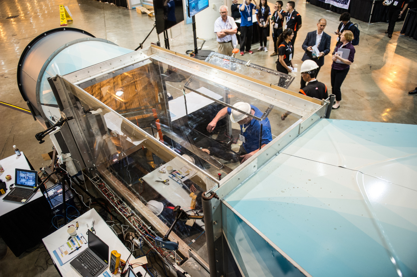 The CWC wind tunnel amidst a crowd.