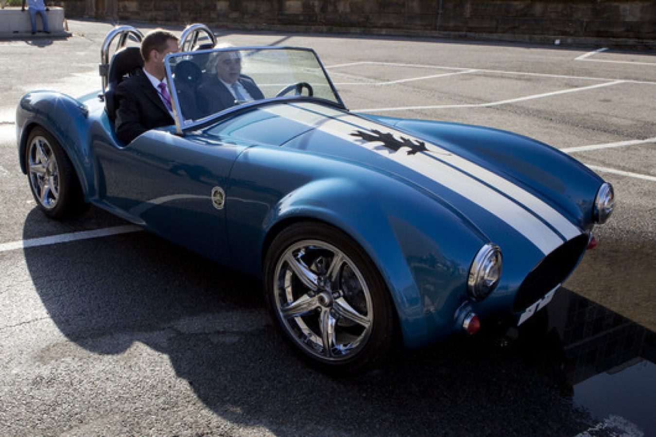 The Shelby car, with two men inside.