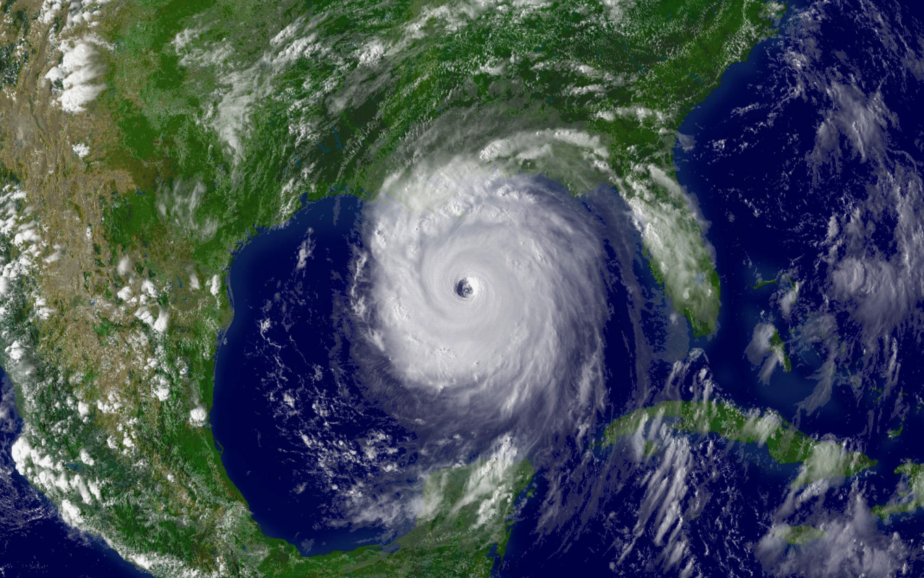 View of approaching hurricane from weather map.